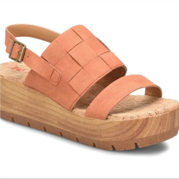 KORKS Womens Size 9 Fraya Sandals Wedge Heel Slingback Faux Leather Burnt Orange - Picture 11 of 11